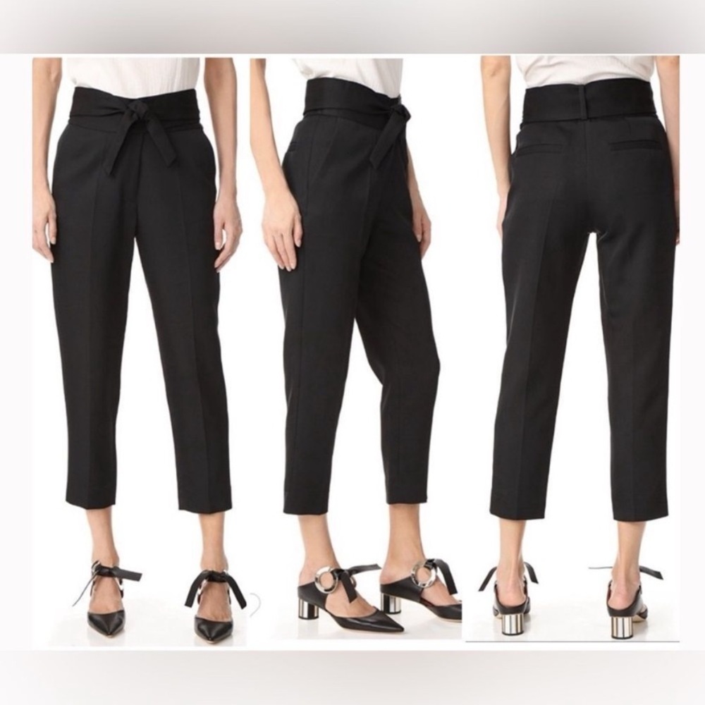 $462 IRO Sheava High Rise Wrap Cropped Paperbag Pants Black Size FR 42/ US 10